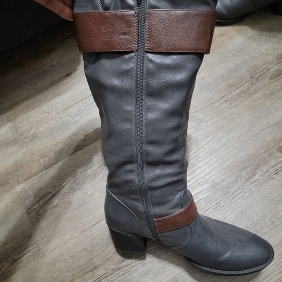 Natural Sole by Naturalizer mid-calf "Zahara" Woman's Riding Boots Size 9M Gray - Picture 8 of 11